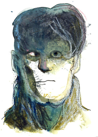 绘画 标题为“Visage rocheux, Gla…” 由Côme Sonnet, 原创艺术品, 水彩