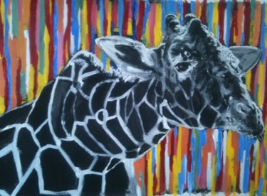 Peinture intitulée "Girafe pop" par Frédérick Comerro, Œuvre d'art originale, Acrylique