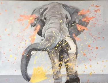Peinture intitulée "L'éléphant Pop" par Frédérick Comerro, Œuvre d'art originale, Acrylique