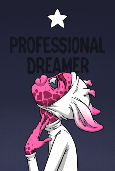 Εκτυπώσεις & Χαρακτικά με τίτλο "Professional Dreamer" από Comicada, Αυθεντικά έργα τέχνης, Ψηφιακή εκτύπωση