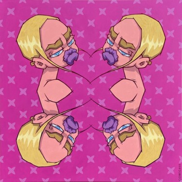 Schilderij getiteld "Pink Kaleidoscope" door Comicada, Origineel Kunstwerk, Acryl