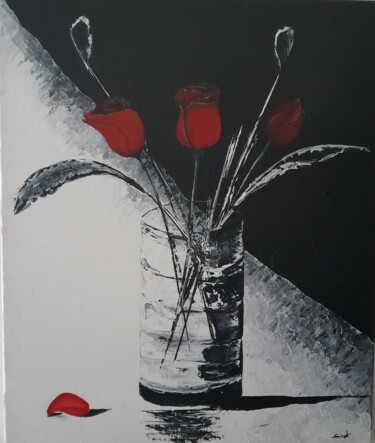 Painting titled "Roses rouges" by Sight, Original Artwork, Acrylic