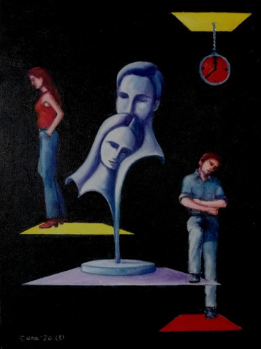 Painting titled "Waste Of Time" by Sadık Varer (Cona Varer), Original Artwork, Oil