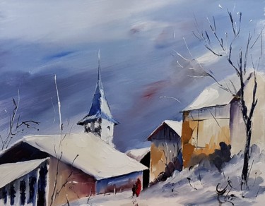 Painting titled "Traces in The Snow" by Constantin, Original Artwork, Oil