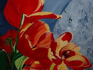 Schilderij getiteld "tulips" door Lisa De Coninck-Matitaputty, Origineel Kunstwerk