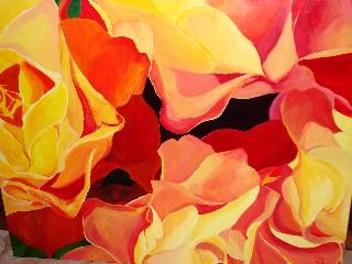 Painting titled "rozen" by Lisa De Coninck-Matitaputty, Original Artwork