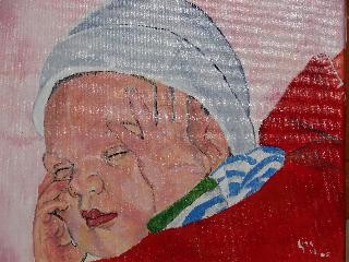 Schilderij getiteld "baby" door Lisa De Coninck-Matitaputty, Origineel Kunstwerk