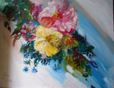 Painting titled "geelrose.JPG" by Lisa De Coninck-Matitaputty, Original Artwork