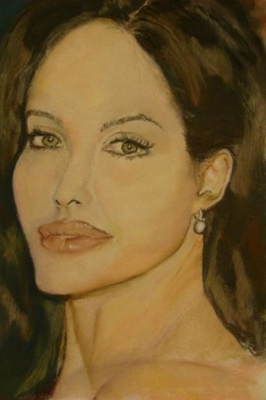 Painting titled "Angelina Joli" by Lisa De Coninck-Matitaputty, Original Artwork, Oil