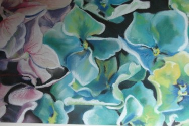 Schilderij getiteld "Hortensia" door Lisa De Coninck-Matitaputty, Origineel Kunstwerk