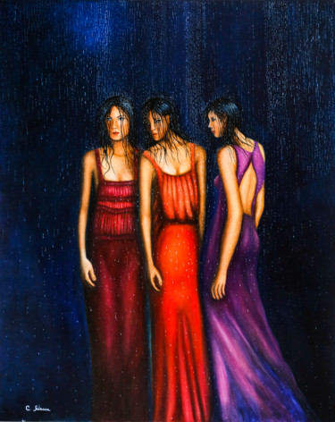 Pittura intitolato "Triade" da Connie Sciacca, Opera d'arte originale, Olio