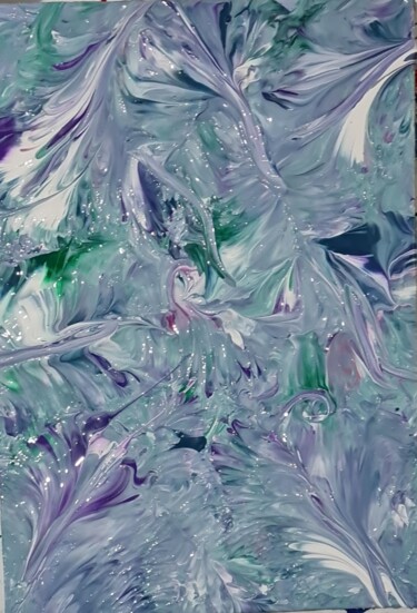 Malerei mit dem Titel "Purple and blue flo…" von Connie Whelan, Original-Kunstwerk, Acryl