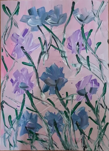 Painting titled "Abstract flowers 2" by Connie Whelan, Original Artwork, Acrylic