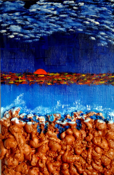 Malerei mit dem Titel "Sea side sunset (la…" von Conrad Bloemers, Original-Kunstwerk, Acryl