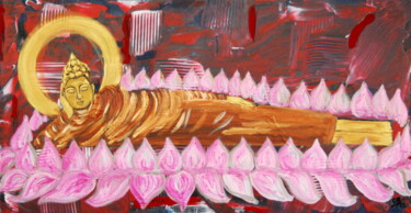 Pittura intitolato "Laying buddha, born…" da Conrad Bloemers, Opera d'arte originale, Acrilico