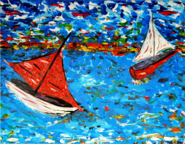 Painting titled "Sail away (framed a…" by Conrad Bloemers, Original Artwork, Acrylic