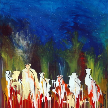 Painting titled "Forrest people" by Conrad Bloemers, Original Artwork, Acrylic