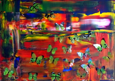 Painting titled "Butterfly empire" by Conrad Bloemers, Original Artwork, Acrylic