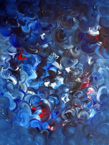 Schilderij getiteld "Blue pandemonium" door Conrad Bloemers, Origineel Kunstwerk, Acryl