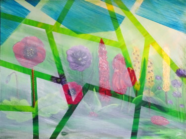 Картина под названием "Abstract flower fie…" - Conrad Bloemers, Подлинное произведение искусства, Масло