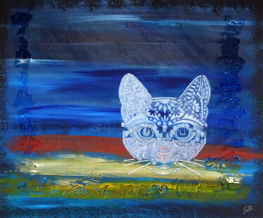 Malerei mit dem Titel "Graffiti cat" von Conrad Bloemers, Original-Kunstwerk, Öl