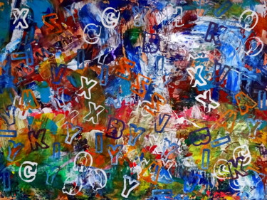 Картина под названием "Triple X" - Conrad Bloemers, Подлинное произведение искусства, Масло Установлен на Деревянная рама дл…