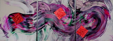 Картина под названием "Pink scarlet (tript…" - Conrad Bloemers, Подлинное произведение искусства, Масло