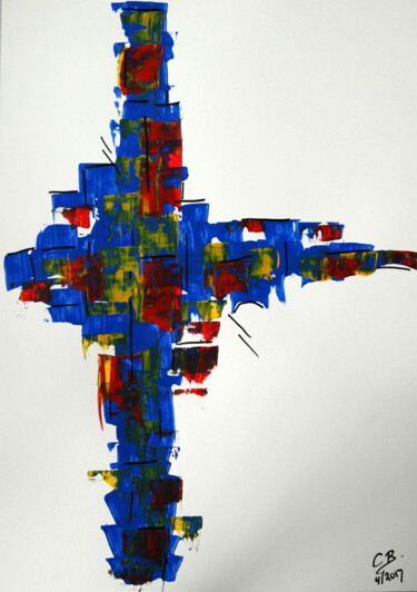 Картина под названием "Abstract on paper 11" - Conrad Bloemers, Подлинное произведение искусства, Акрил