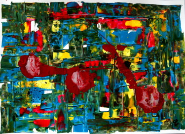 Pittura intitolato "Abstract on paper 10" da Conrad Bloemers, Opera d'arte originale, Acrilico