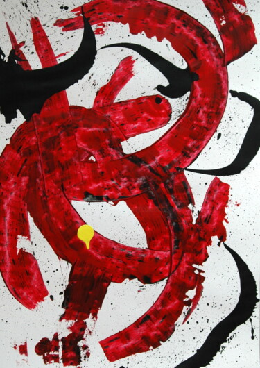 Картина под названием "Abstract on paper 7" - Conrad Bloemers, Подлинное произведение искусства, Акрил