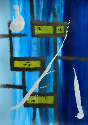 Картина под названием "Abstract on paper 34" - Conrad Bloemers, Подлинное произведение искусства, Акрил