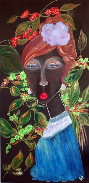 Картина под названием "Asian flower girl" - Conrad Bloemers, Подлинное произведение искусства, Акрил