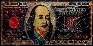 Pintura titulada "Black $100 bill" por Conrad Bloemers, Obra de arte original, Acrílico