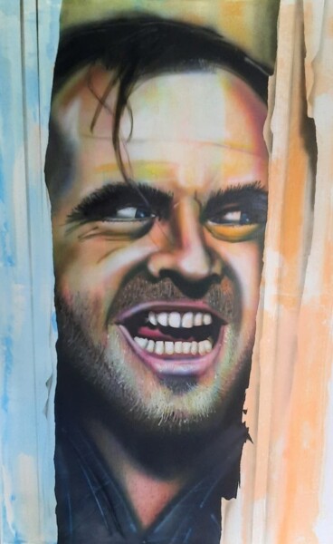 Painting titled "Here's Jonny" by Conrad Willemsen, Original Artwork, Airbrush Mounted on Wood Stretcher frame