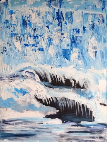 Winter cave Painting titled "Winter cave" by Conrad Bloemers, Original Art, Oil Mounted on Stretcher frame