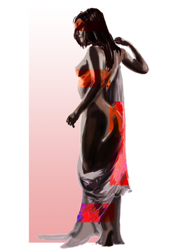 Digitale Kunst mit dem Titel "la Femme au drap /…" von Rono_ok, Original-Kunstwerk, Digitale Malerei