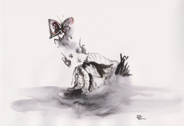 Painting titled "Papilionem" by Constance Robine, Original Artwork, Ink