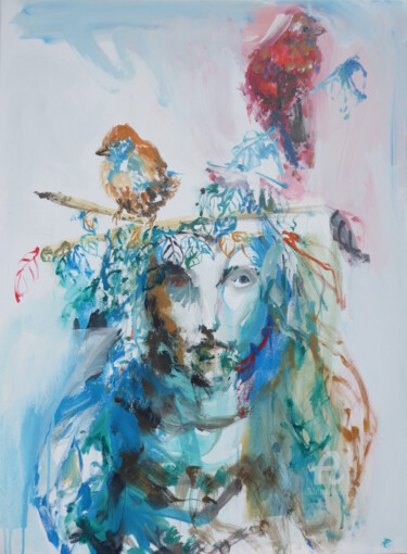 Painting titled "L'oiseau de l'Odyss…" by Constance Robine, Original Artwork, Acrylic
