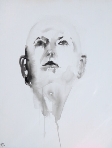 Картина под названием "Abstract portrait I…" - Constance Robine, Подлинное произведение искусства, Чернила Установлен на Дер…