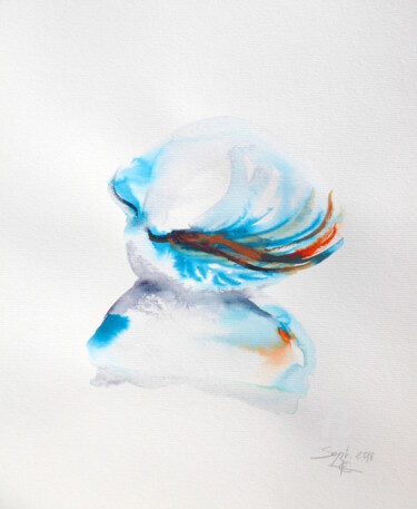Peinture intitulée "Effusion Turquoise I" par Constance Robine, Œuvre d'art originale, Encre