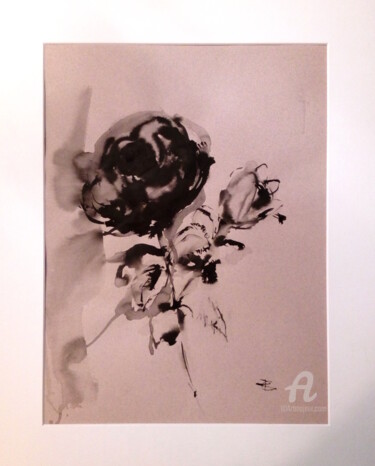 Painting titled "Rosea I" by Constance Robine, Original Artwork, Ink