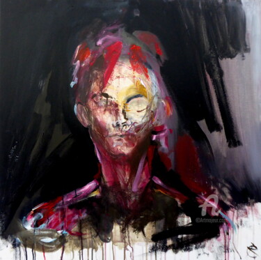 Malerei mit dem Titel "Aura Rouge" von Constance Robine, Original-Kunstwerk, Acryl