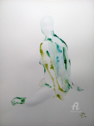 Painting titled "Femme V" by Constance Robine, Original Artwork, Watercolor