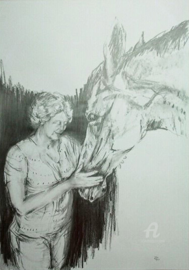 Drawing titled "Soin, cheval de la…" by Constance Robine, Original Artwork, Graphite