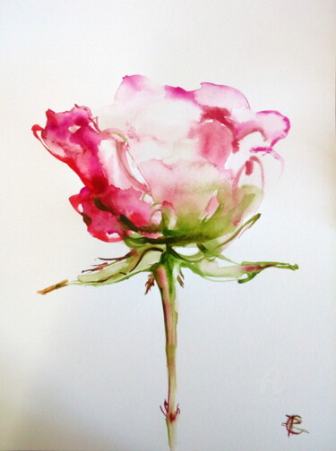 Peinture intitulée "Rose pink" par Constance Robine, Œuvre d'art originale, Aquarelle