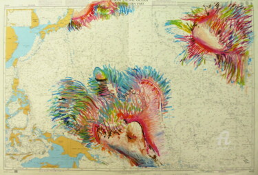 Disegno intitolato "Colorful Anemone" da Constance Robine, Opera d'arte originale, Pastello