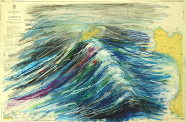 Drawing titled "Colorful Wave" by Constance Robine, Original Artwork, Oil