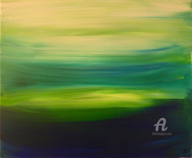 Painting titled "Boreal on the sea I" by Constance Robine, Original Artwork, Acrylic Mounted on Wood Stretcher frame