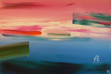 Peinture intitulée "Pink Blue Horizon" par Constance Robine, Œuvre d'art originale, Acrylique