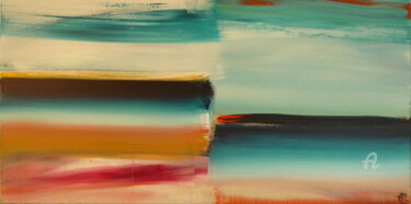 Painting titled "Vibration Horizon" by Constance Robine, Original Artwork, Acrylic Mounted on Wood Stretcher frame